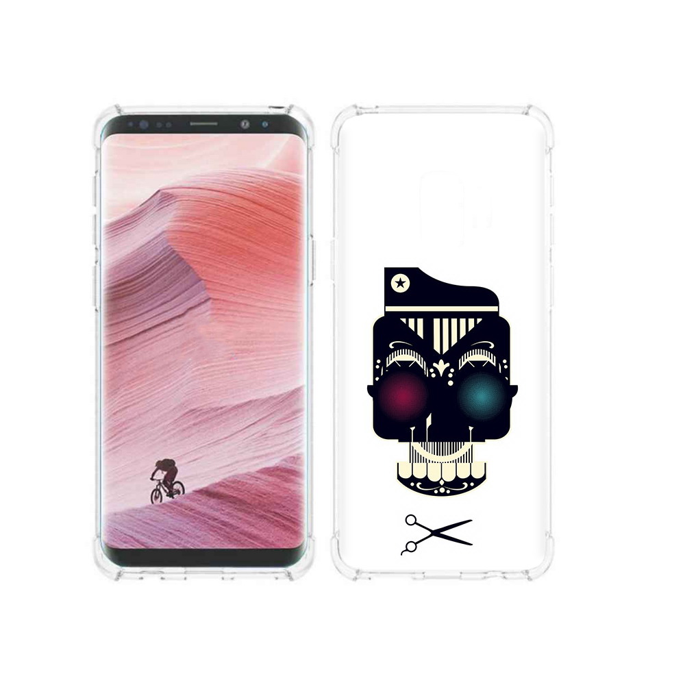 

Чехол MyPads Tocco для Samsung Galaxy S9 черно белый скелет с яркими глазами, Прозрачный, Tocco