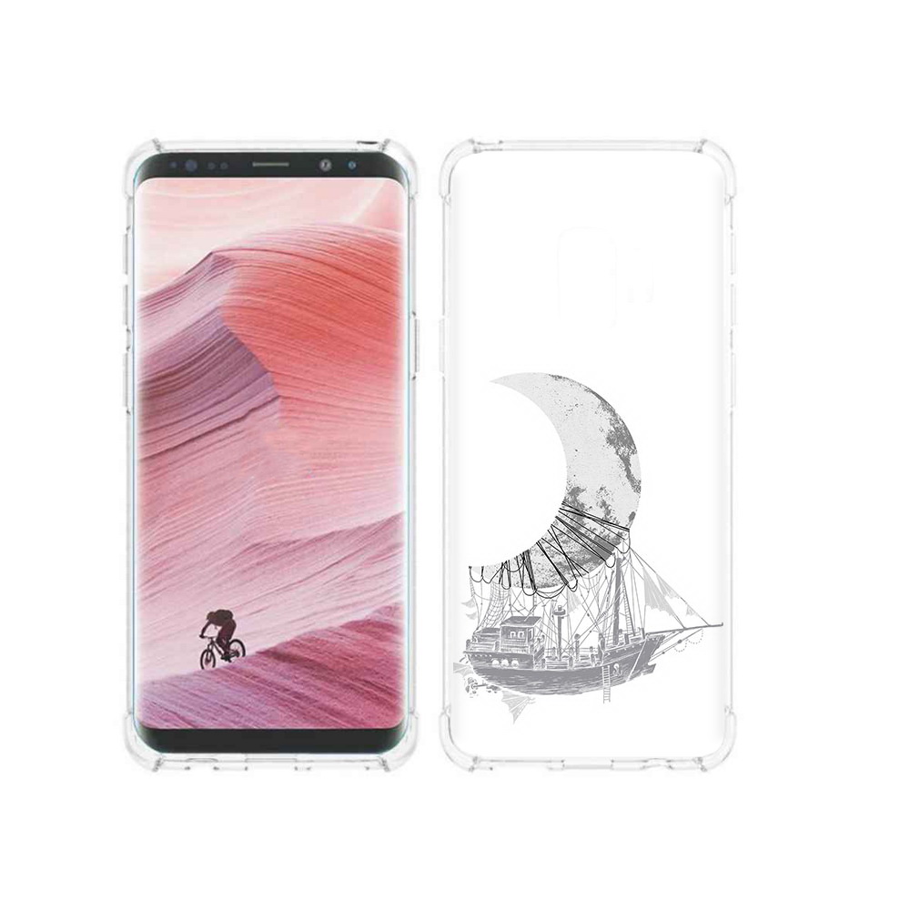 Чехол MyPads Tocco для Samsung Galaxy S9 черно белый корабль полумесяц (PT101623.567.684)
