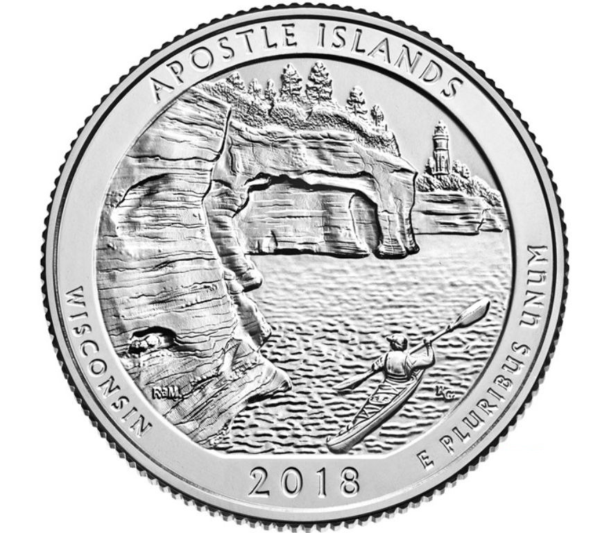

Монета 25 центов озёрные побережья островов Апостол, США, 2018 UNC