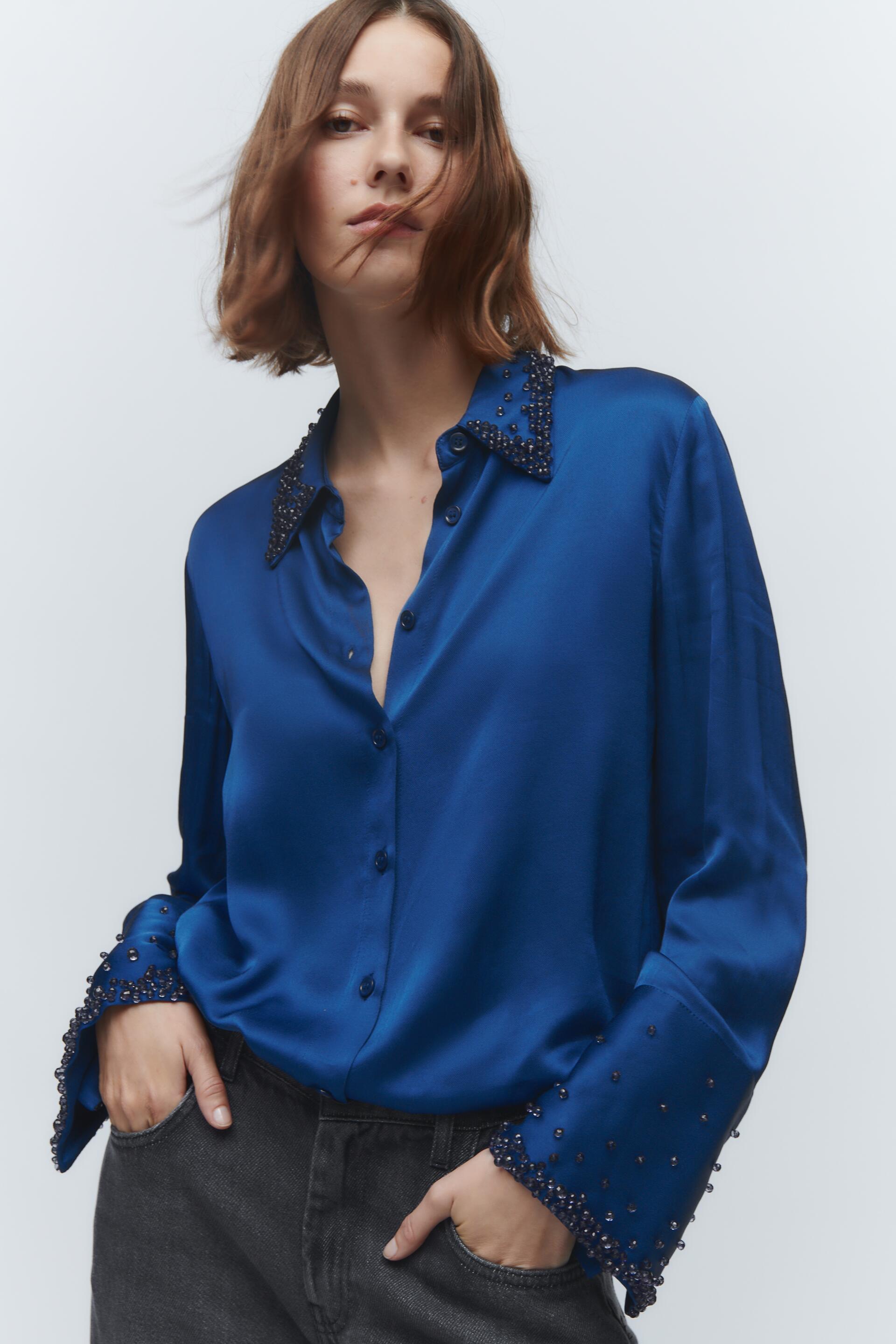 

Блуза женская ZARA 04786275 синяя XS (доставка из-за рубежа), 04786275