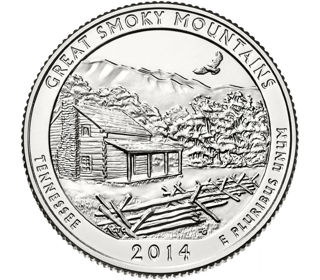 

Монета 25 центов Грейт-Смоки-Маунтинс, США, 2014 UNC