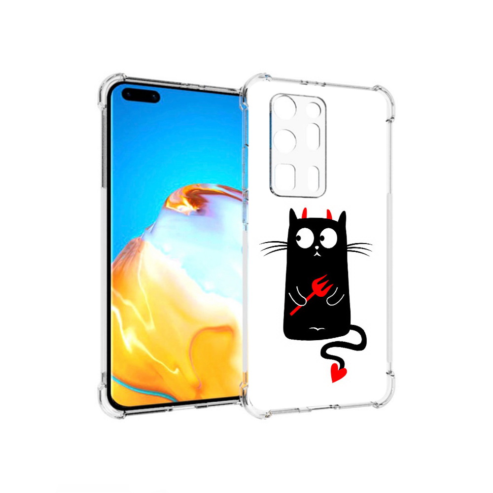 

Чехол MyPads Tocco для Huawei P40 Pro+ Кот демон, Прозрачный, Tocco