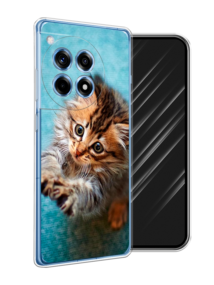 

Чехол Awog на OnePlus 12R "Котенок просит есть", Бирюзовый;коричневый;белый, 154650-1