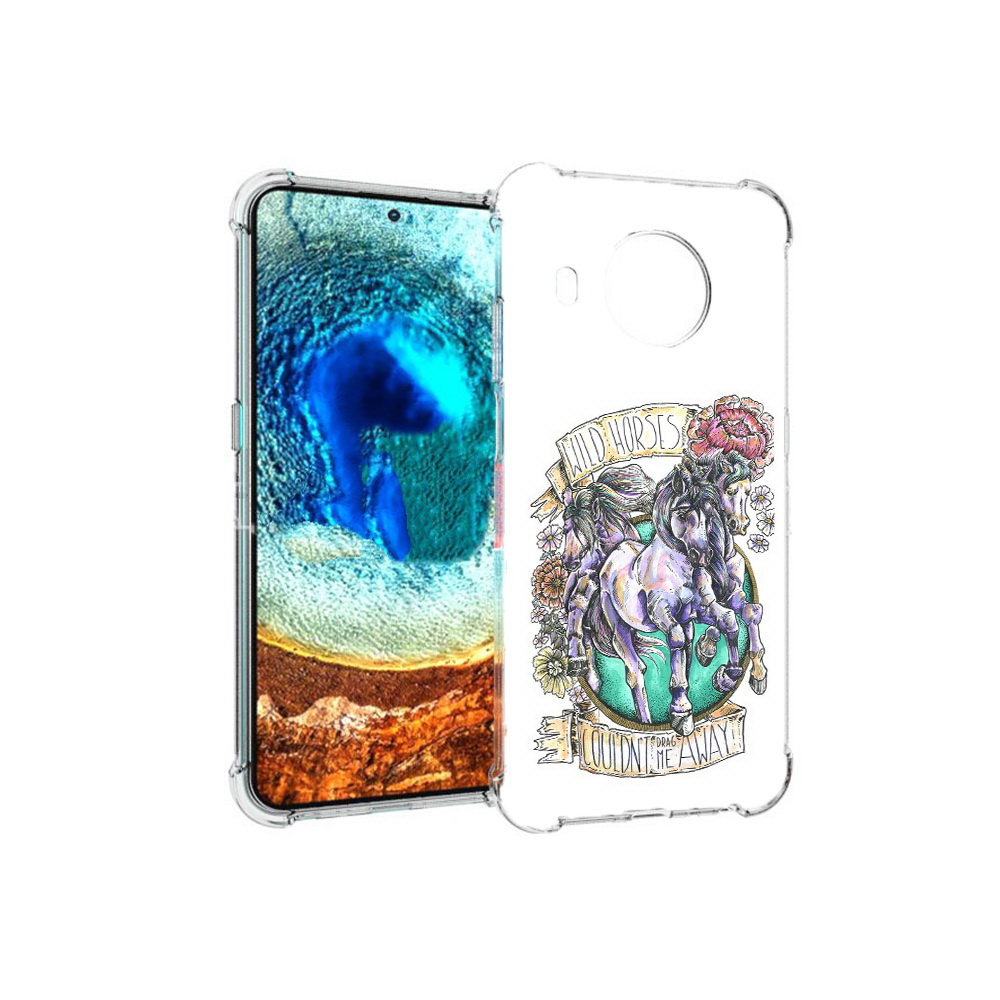

Чехол MyPads Tocco для Nokia X20 рисунок коней в цветах (PT159436.101.582), Прозрачный, Tocco