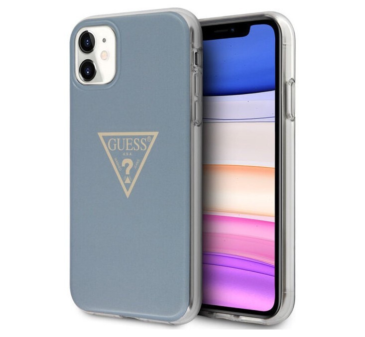 фото Чехол cg mobile guess metallc effect triangle logo iphone 11 голубой