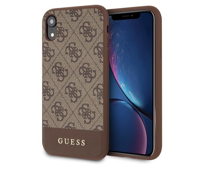 фото Чехол cg mobile guess 4g stripe metal logo iphone xr коричневый