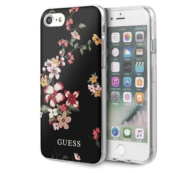 фото Чехол cg mobile guess flower tpu/pc shiny n.4 iphone se 2020/8/7 черный