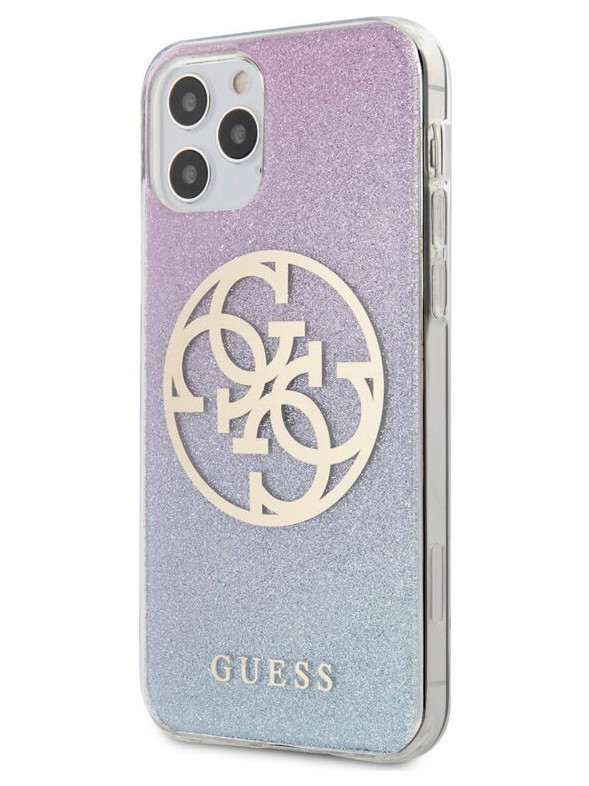 фото Чехол cg mobile guess 4g circle logo glitter iphone 12 pro max розово-голубой