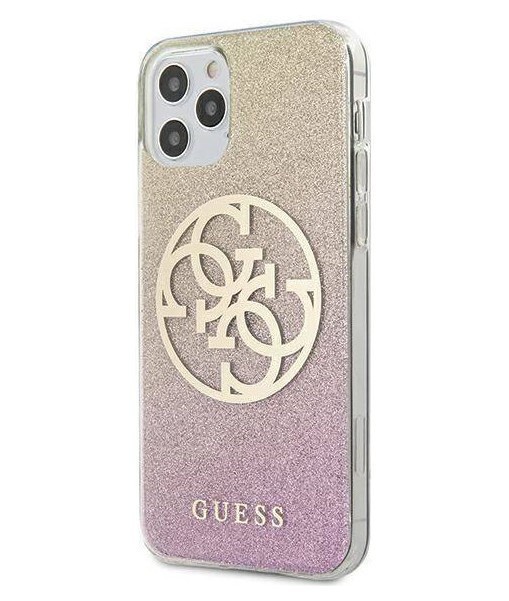 фото Чехол cg mobile guess 4g circle logo glitter iphone 12 pro max золотисто-розовый