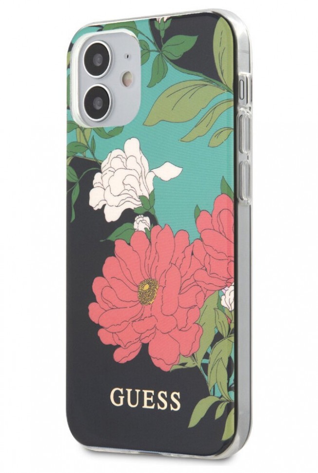 фото Чехол cg mobile guess flower shiny n.1 iphone 12 mini зеленый