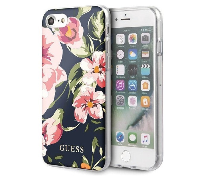 фото Чехол cg mobile guess flower tpu/pc shiny n.3 iphone se 2020/8/7 синий