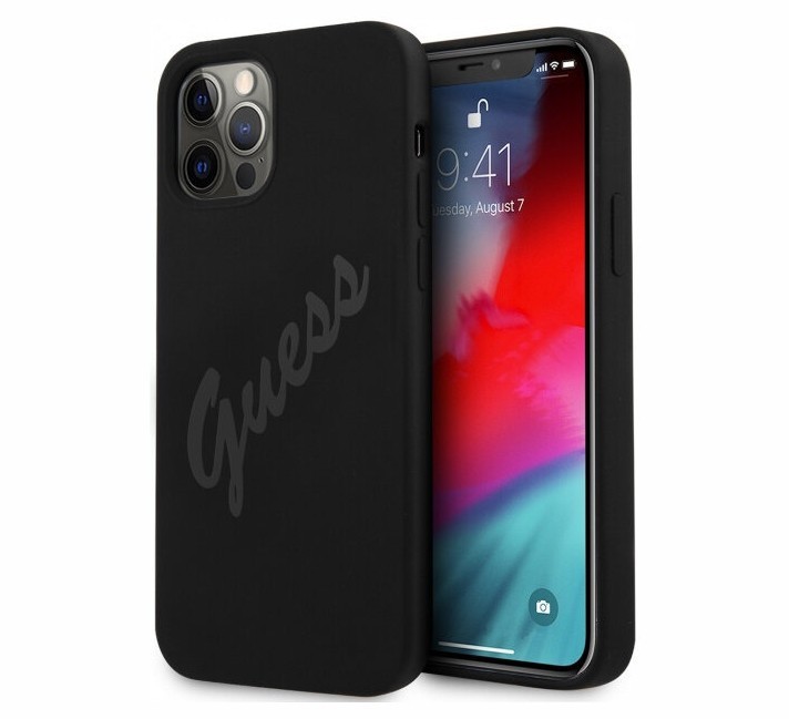 фото Чехол cg mobile guess liquid silicone script laser logo iphone 12 pro max черный