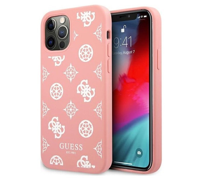 фото Чехол cg mobile guess liquid silicone peony iphone 12/12 pro розовый