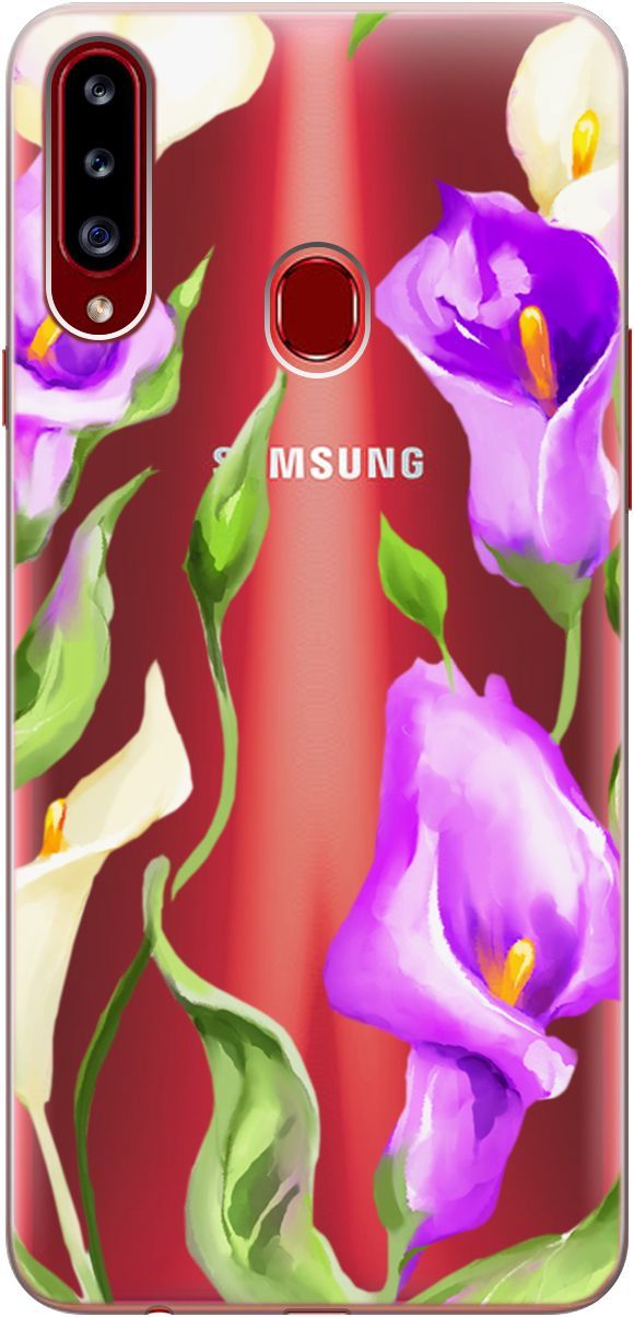 

Чехол на Samsung Galaxy A20s с принтом "Amazing Callas" прозрачный, Прозрачный;фиолетовый, 5360