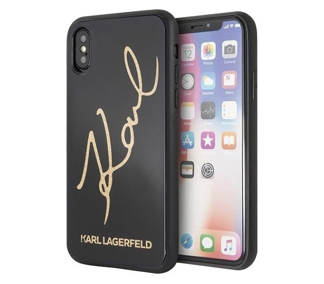 фото Чехол cg mobile karl lagerfeld double layer karl signature glitter iphone x/xs черный