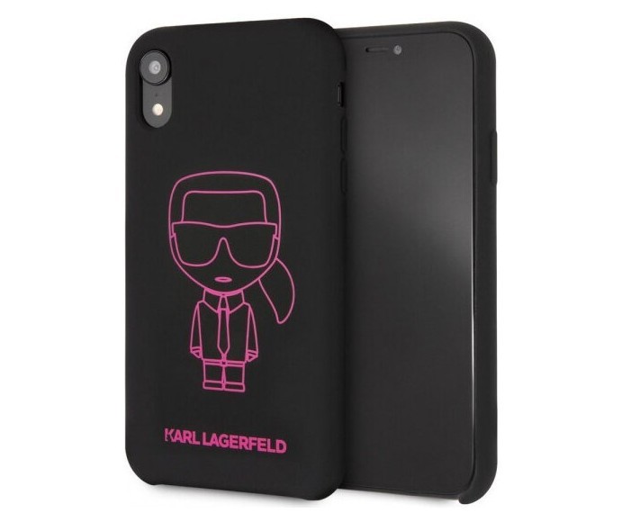 фото Чехол cg mobile karl lagerfeld liquid silicone ikonik iphone xr черный/розовый