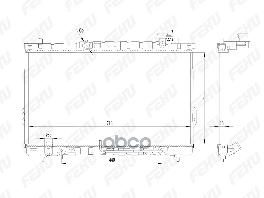 FEHU FRC1063 Радиатор охлаждения Hyundai SantaFe (00-) 2.0Crdi/2.4/2.7 AT  () 1шт