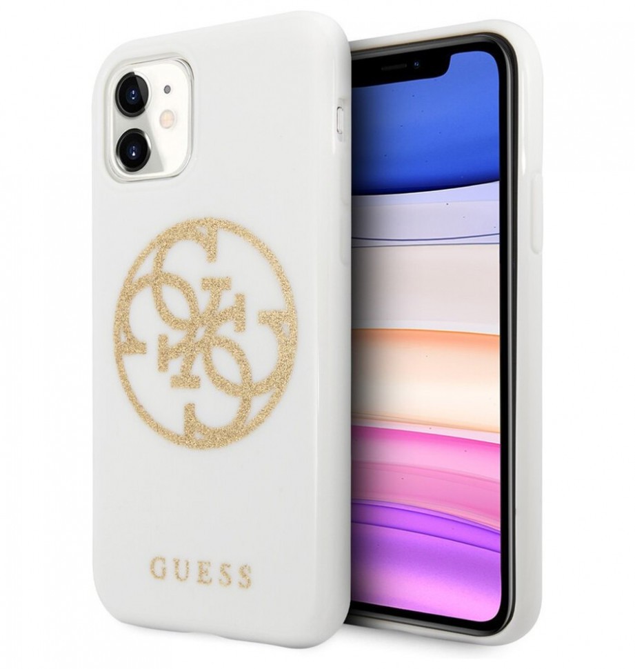 фото Чехол cg mobile guess 4g circle logo iphone 11 белый/золотой