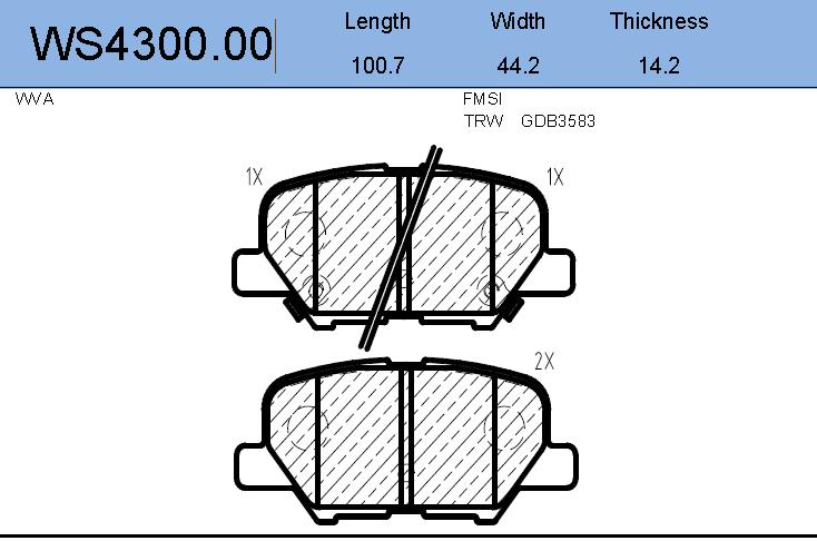 

Колодки Тормозные Дисковые | Зад | Ws4300.00 Nsii0022970838 JEENICE арт. WS430000