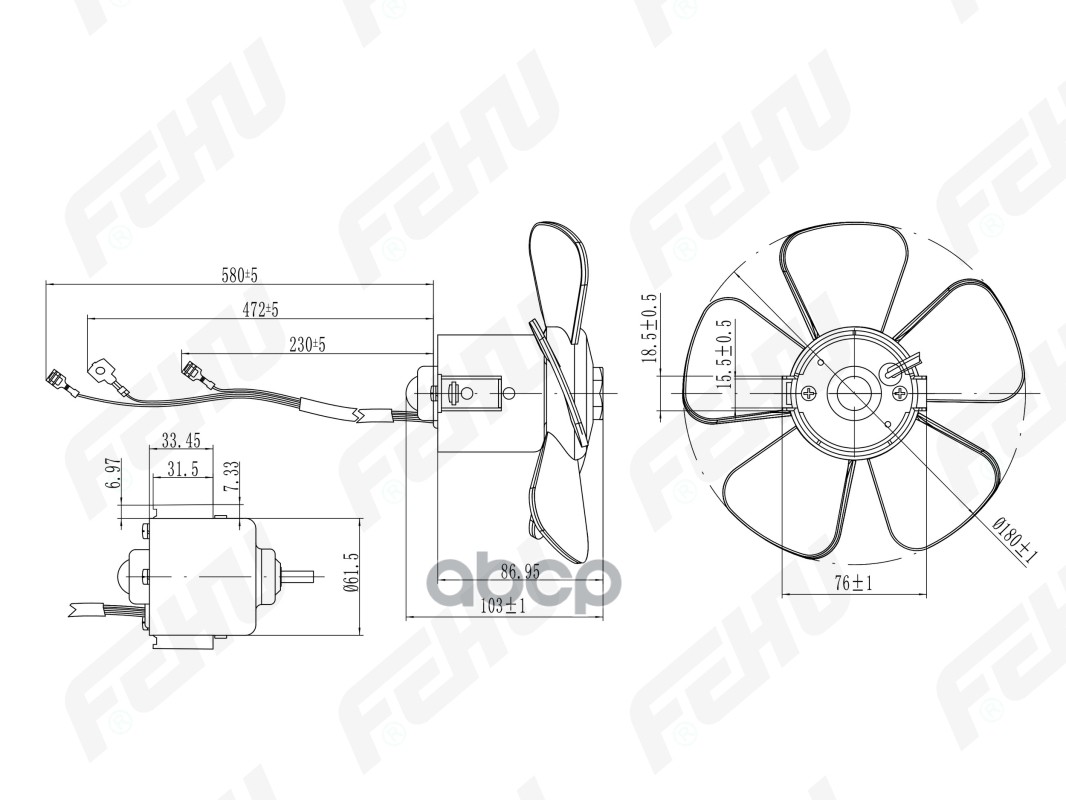 FEHU 'FFH1143 Электровентилятор отопителя VAZ 2101-07, 2121  1шт