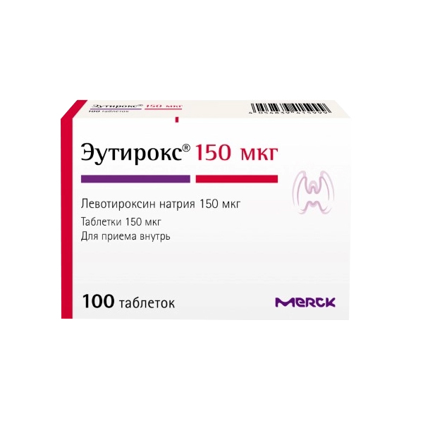 Купить Эутирокс таблетки 150 мкг 100 шт., Merck KGaA