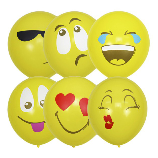 Воздушные шары Патибум Эмоции смайл 30 см желтые 5 шт в ассортименте