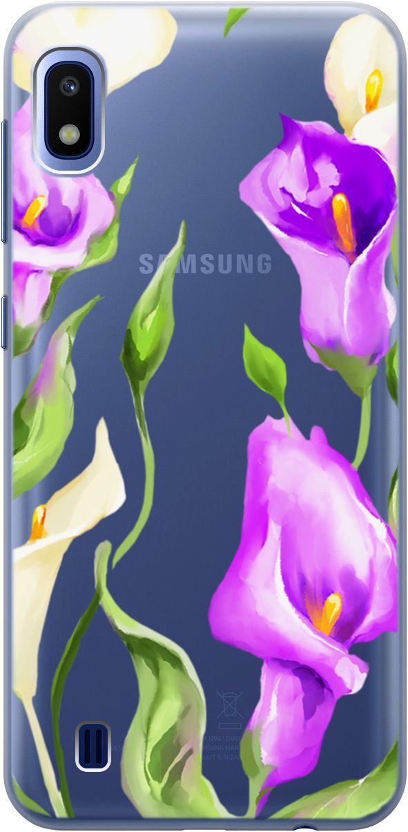 

Чехол на Samsung Galaxy A10 с принтом "Amazing Callas" прозрачный, Прозрачный;фиолетовый, 5348