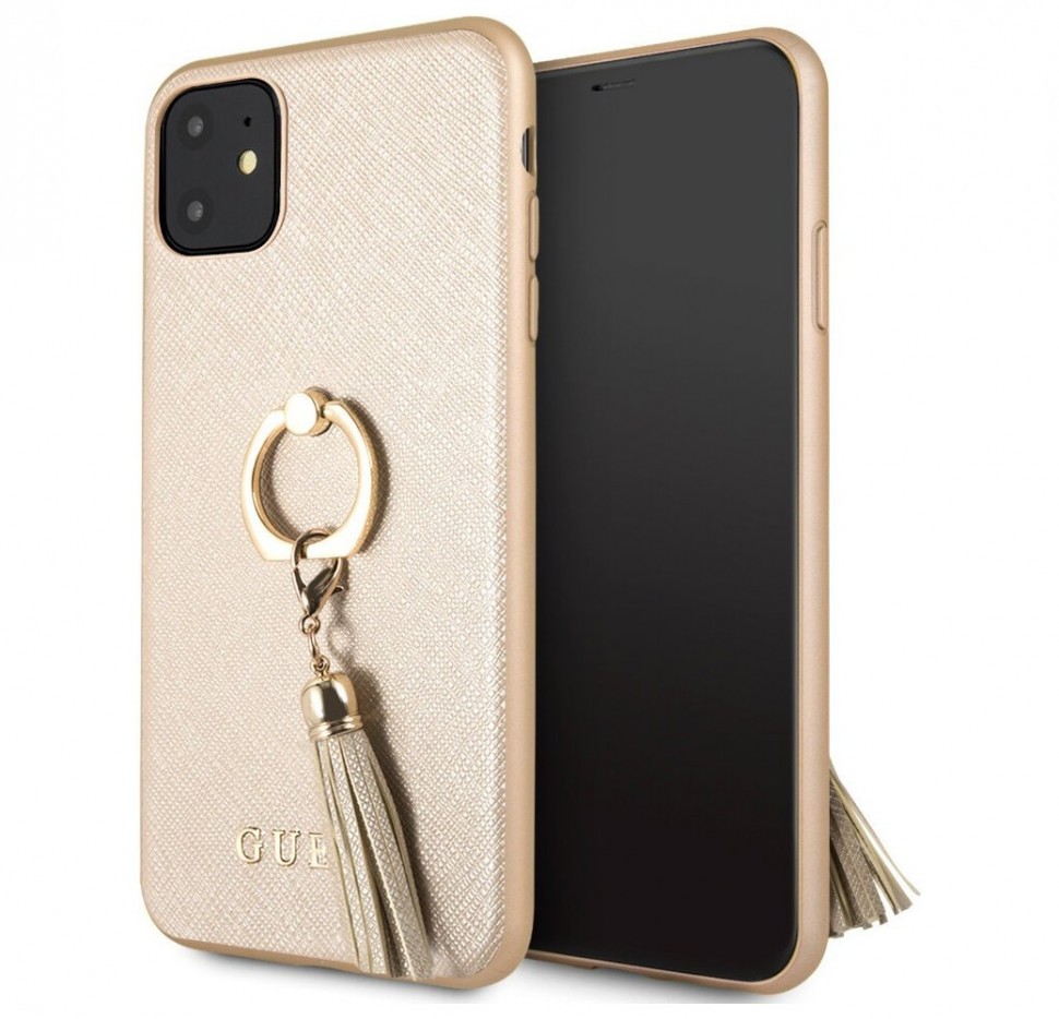 фото Чехол cg mobile guess saffiano + ring iphone 11 бежевый