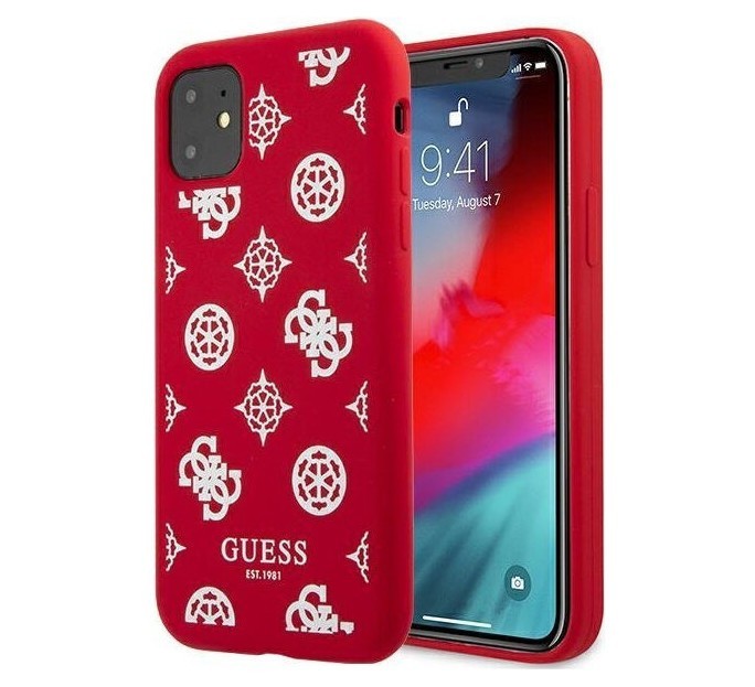 фото Чехол cg mobile guess liquid silicone peony iphone 11 красный