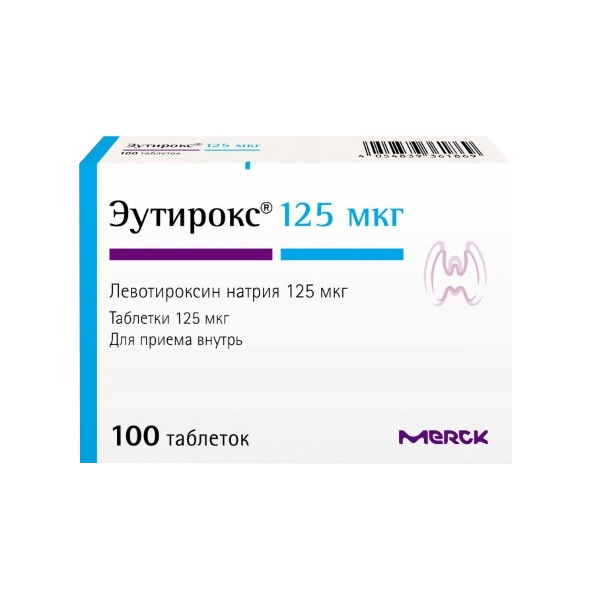 Купить Эутирокс таблетки 125 мкг 100 шт., Merck KGaA