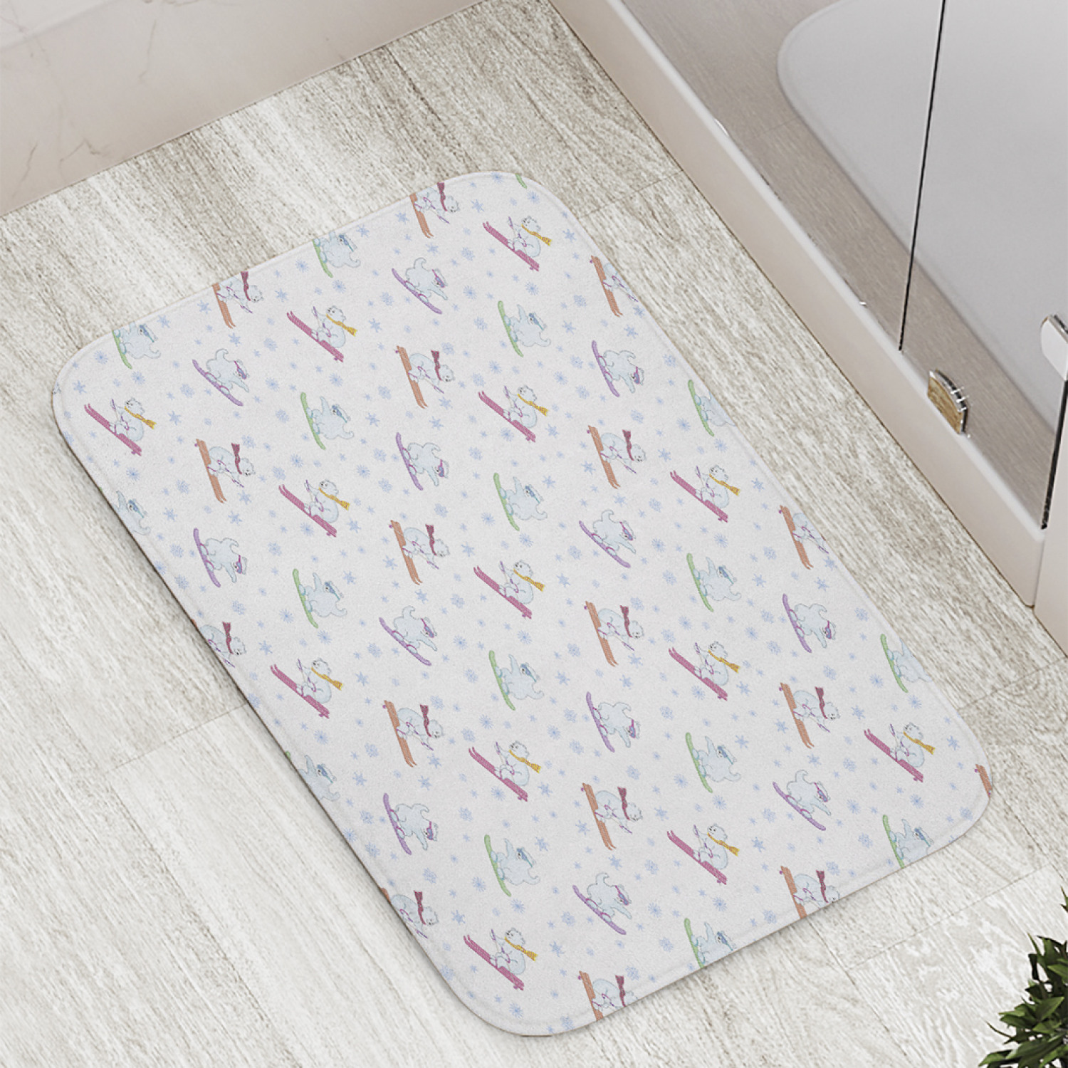 

Коврик противоскользящий JoyArty "Мишки на лыжах" для ванной, сауны, бассейна, 77х52 см, Мишки на лыжах