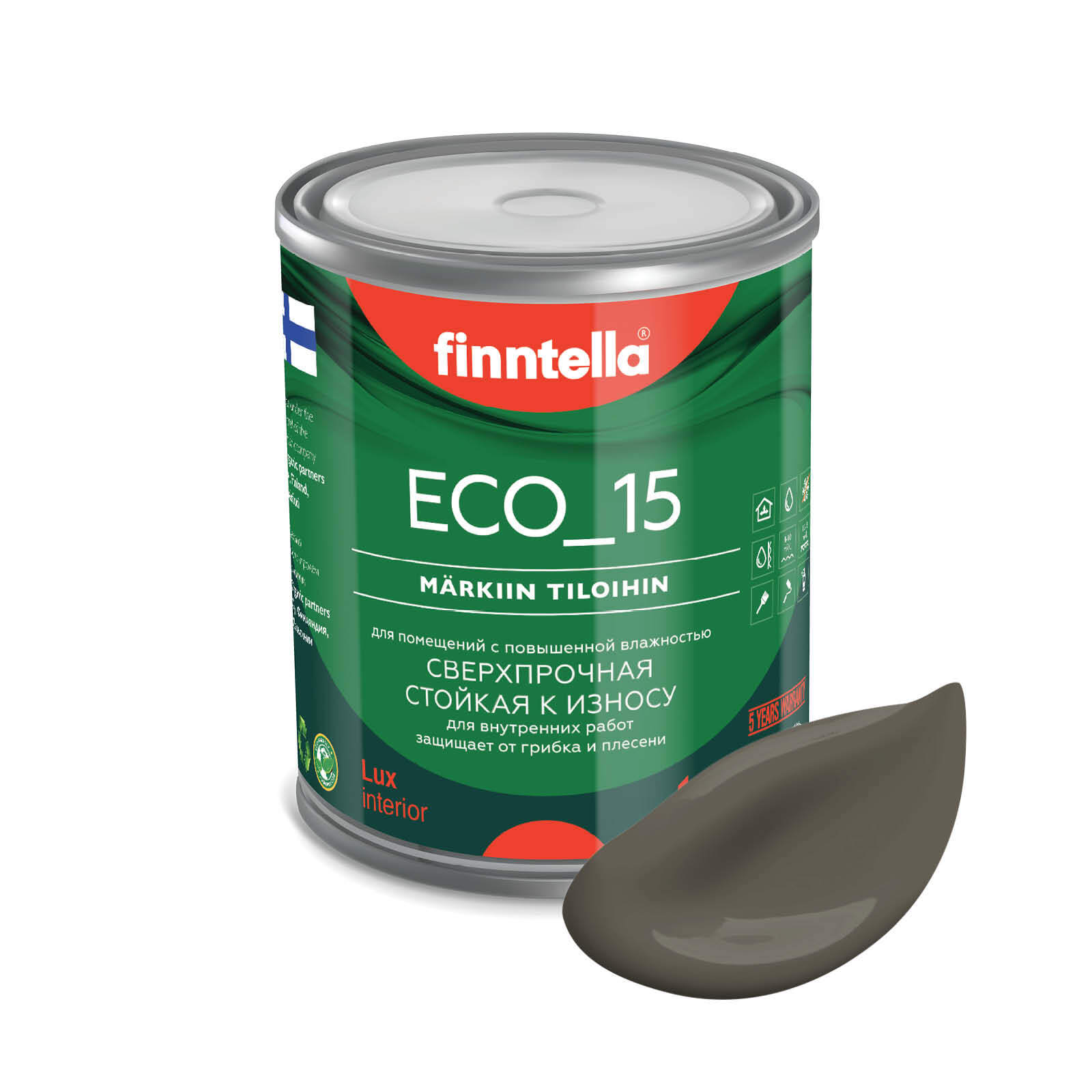 

Специализированная краска для кухонь и ванных комнат FINNTELLA ECO_15 с полиуретаном, моющ, Коричневый, интерьерная ECO_15 гладкая для ванных комнат и кухни