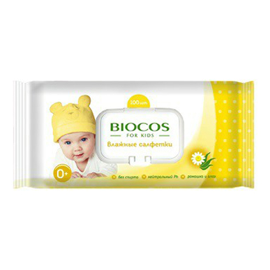 

Влажные салфетки детские BioCos очищающие 100 шт