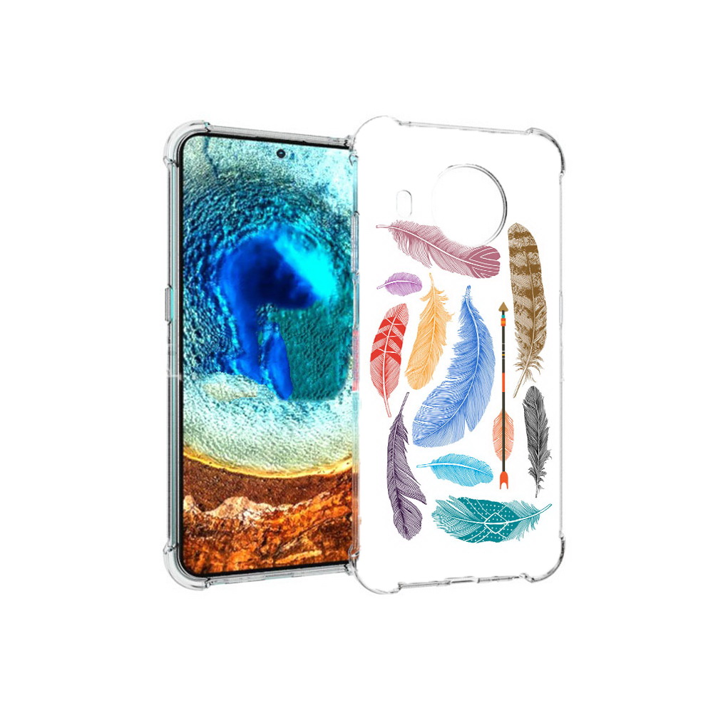 

Чехол MyPads Tocco для Nokia X20 разноцветные перья (PT159436.101.572), Прозрачный, Tocco