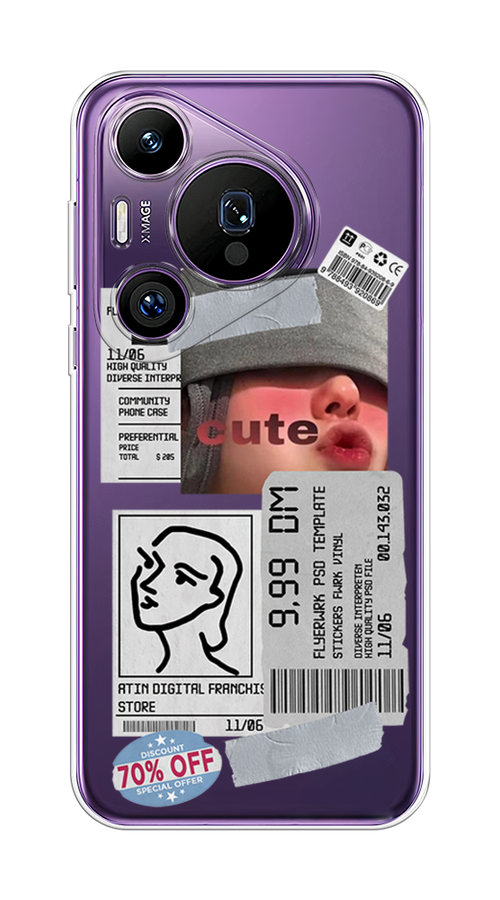 

Чехол на Huawei Pura 70 Pro/70 Pro Plus "Cute girl collage", Розовый;серый;голубой, 6124150-1