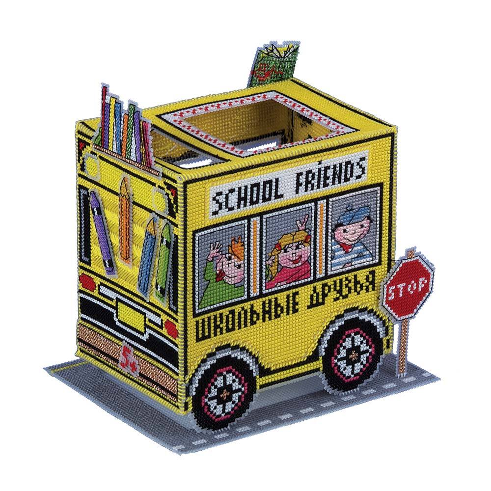фото Набор вышивки крестом panna "школьный автобус", 16х12 см, арт. ig-1638