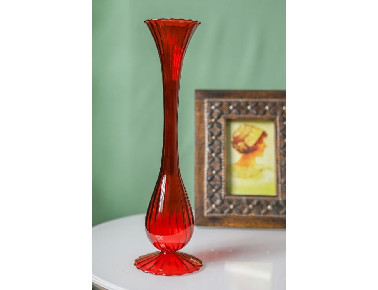Стеклянная ваза АЛЬТО СОЛО, красная, 35 см, EDG