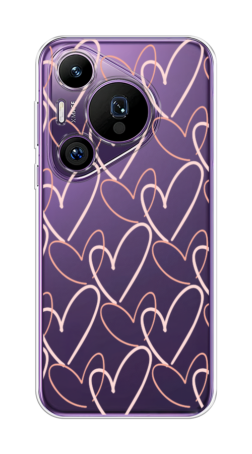 

Чехол на Huawei Pura 70 Pro/70 Pro Plus "Узор из сердечек", Розовый;бежевый, 6124150-1