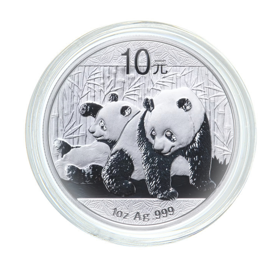 Инвестиционная серебряная монета 10 юаней в капсуле Панда, Китай, 2010 PF