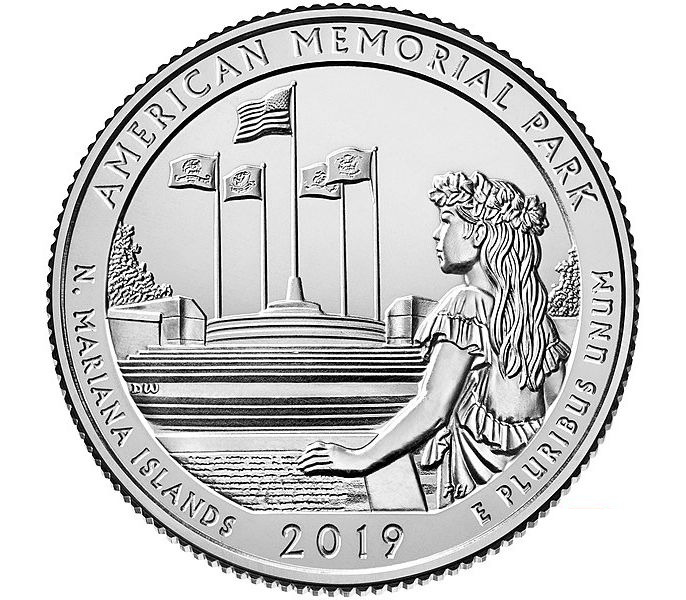 

Монета 25 центов Американский мемориальный парк, США, 2019 UNC