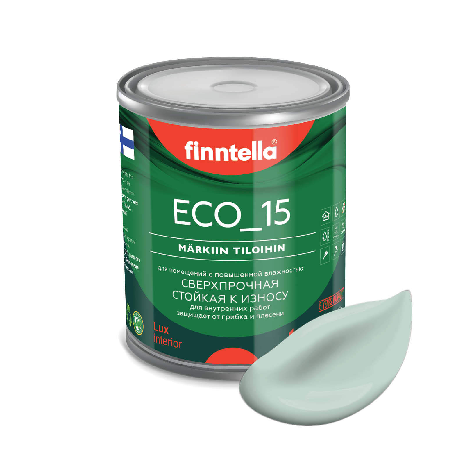 

Специализированная краска для кухонь и ванных комнат FINNTELLA ECO_15 с полиуретаном, моющ, Синий, интерьерная ECO_15 гладкая для ванных комнат и кухни