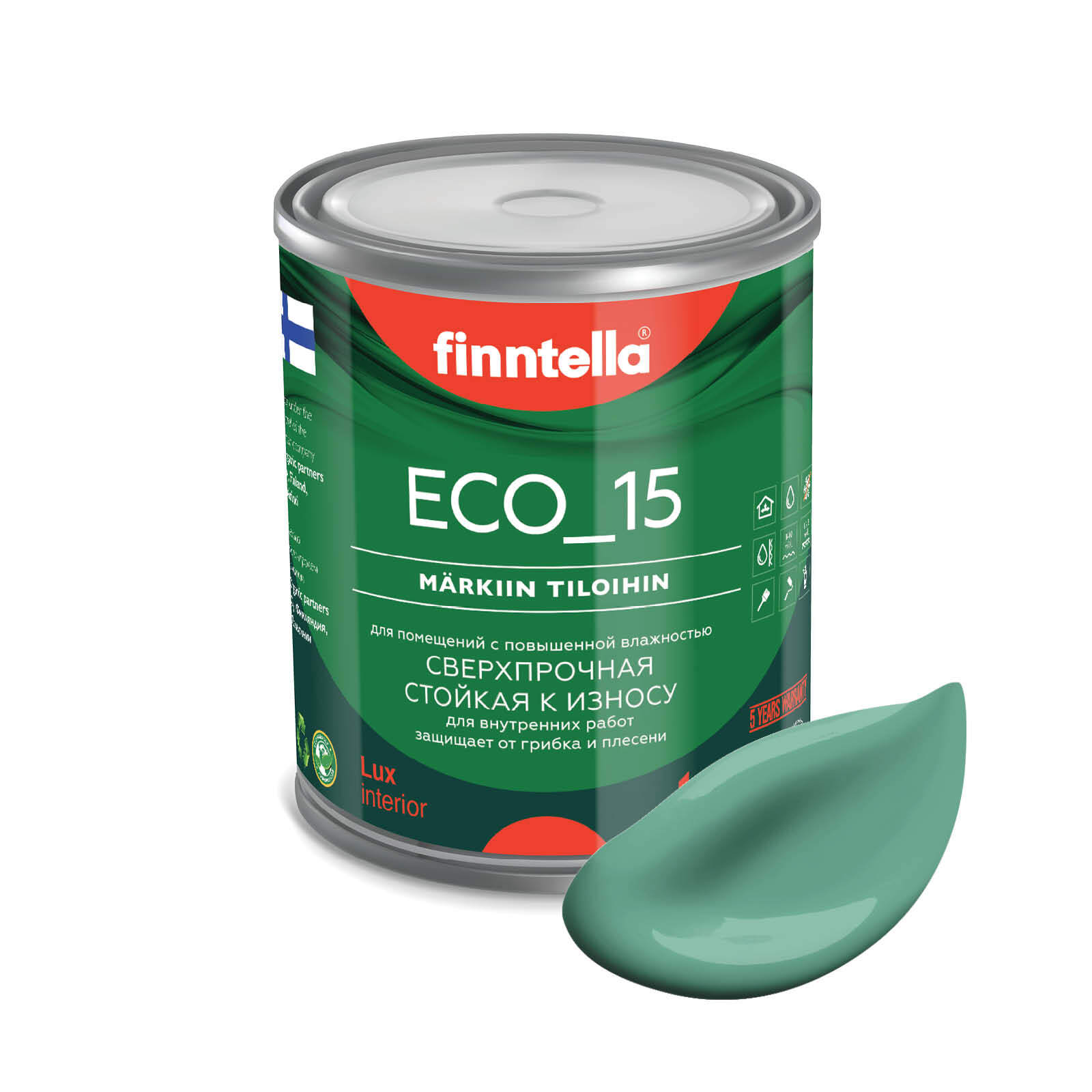 

Специализированная краска для кухонь и ванных комнат FINNTELLA ECO_15 с полиуретаном, моющ, Синий, интерьерная ECO_15 гладкая для ванных комнат и кухни