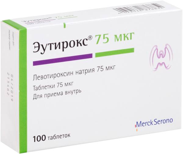 Купить Эутирокс таблетки 0, 075 мг 100 шт., Merck KGaA