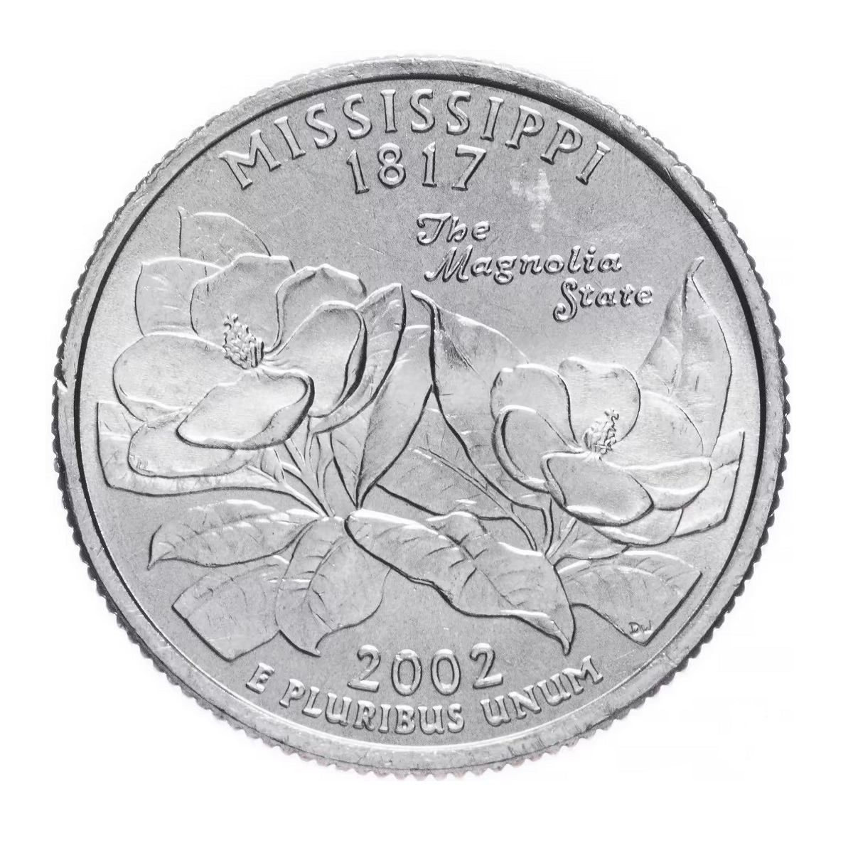 Монета 25 центов квотер, 1/4 доллара, Штаты и территории, Миссисипи, США, 2002 UNC