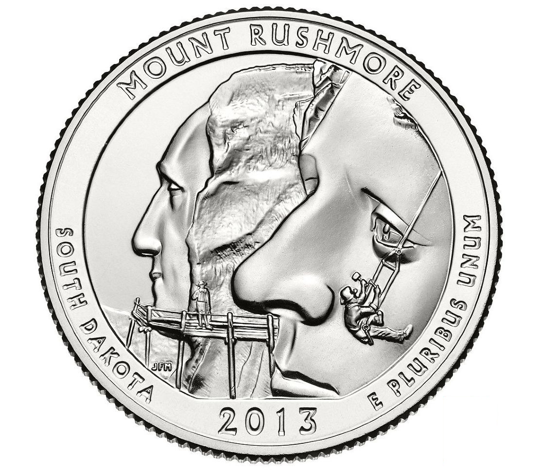

Монета 25 центов мемориал Маунт-Рашмор, США, 2013 UNC