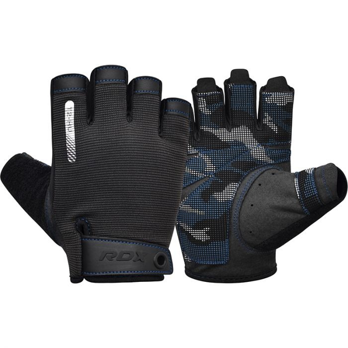 Перчатки для тяжелой атлетики RDX T2 HALF BLUE M