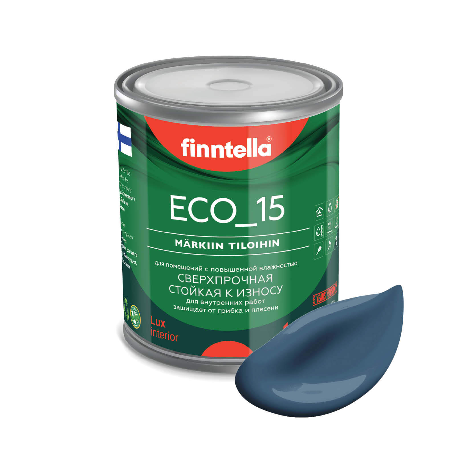 

Специализированная краска для кухонь и ванных комнат FINNTELLA ECO_15 с полиуретаном, моющ, Серый, интерьерная ECO_15 гладкая для ванных комнат и кухни