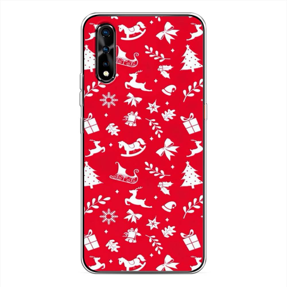 

Чехол на Vivo iQOO Neo "Красный новогодний фон", Красный;белый, 261250-5