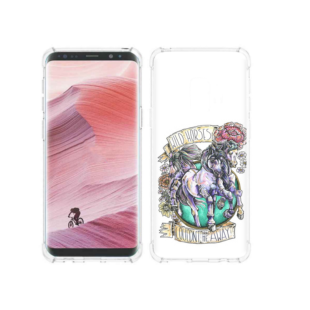 

Чехол MyPads Tocco для Samsung Galaxy S9 рисунок коней в цветах (PT101623.567.582), Прозрачный, Tocco