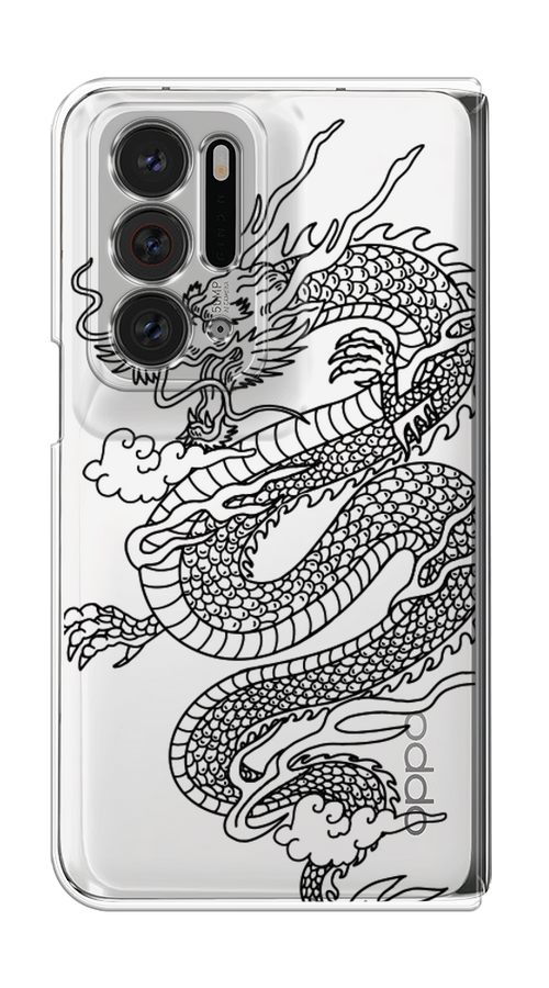 

Чехол на Oppo Find N "Большой китайский дракон", Черный;серый, 259650-1